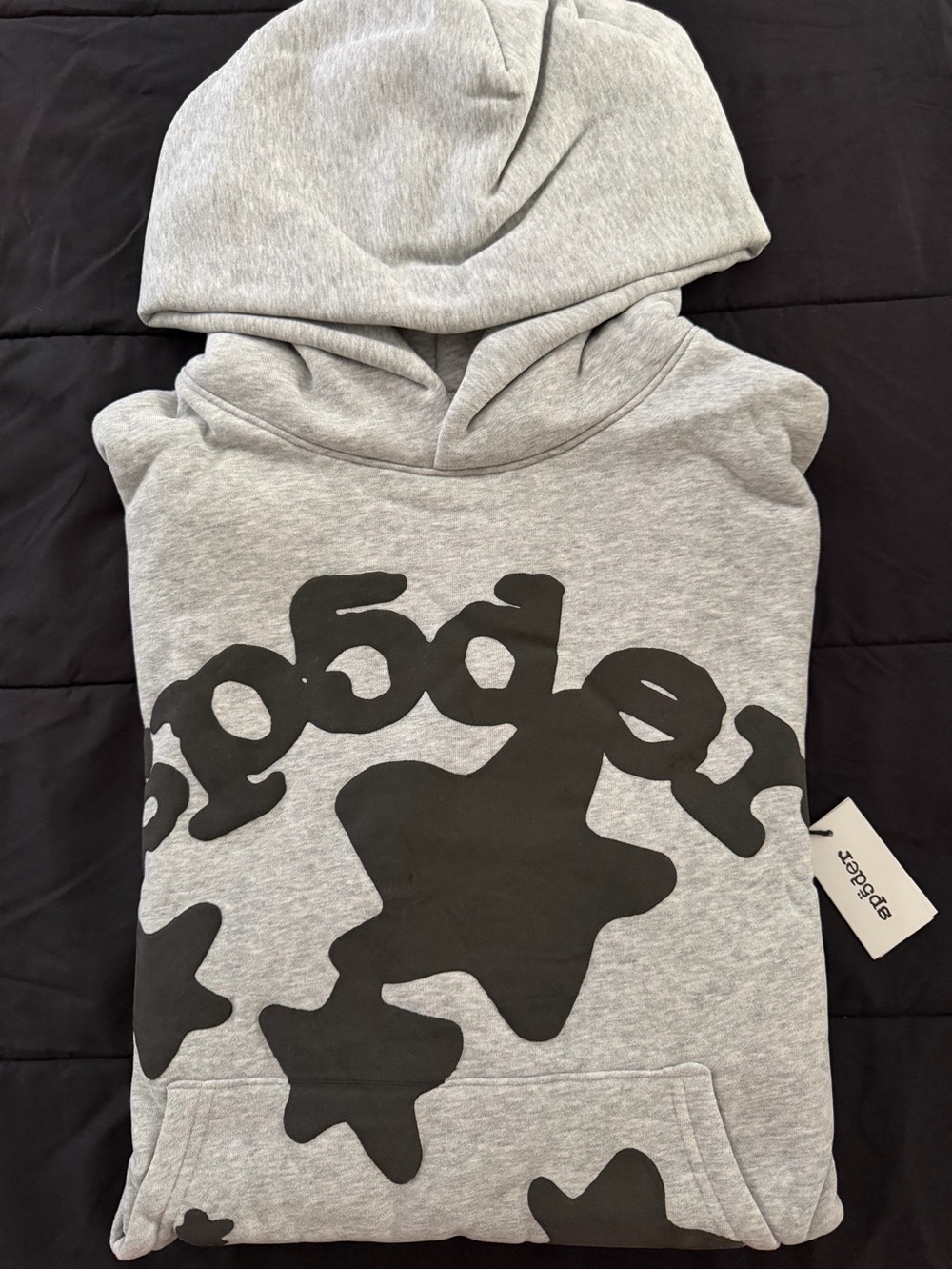 Men's Gray Zip-Up Hoodie with Black Star Graphic